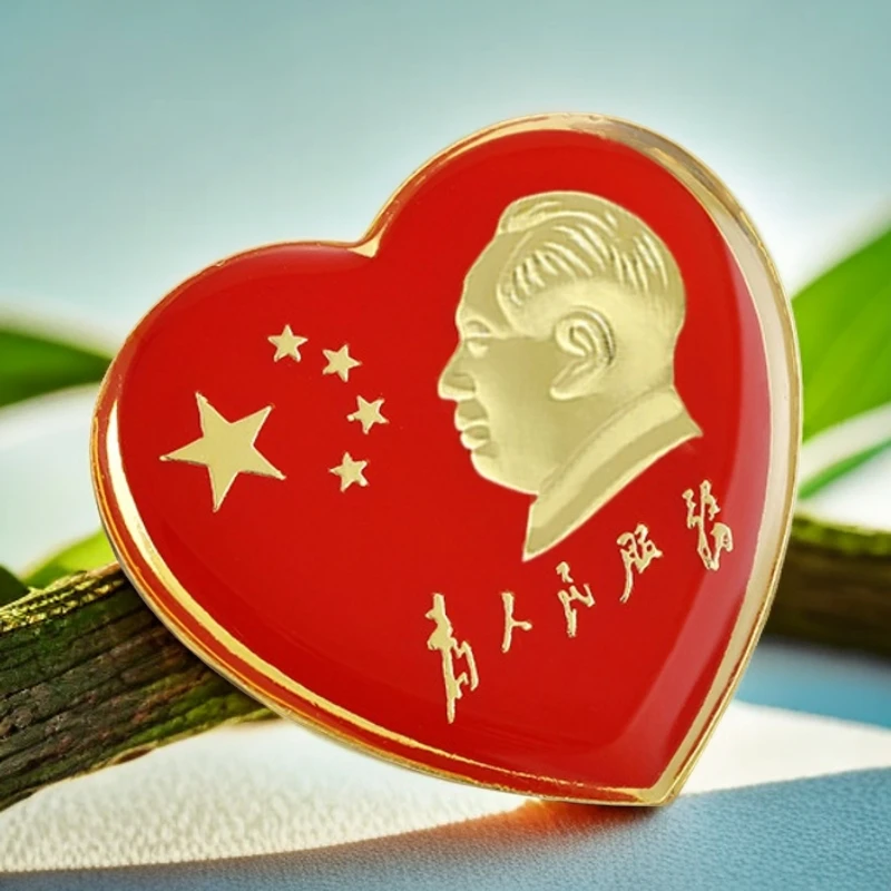 合金胸针 新款毛主席像章红色桃心爱心款高档喜庆创意纪念胸章
