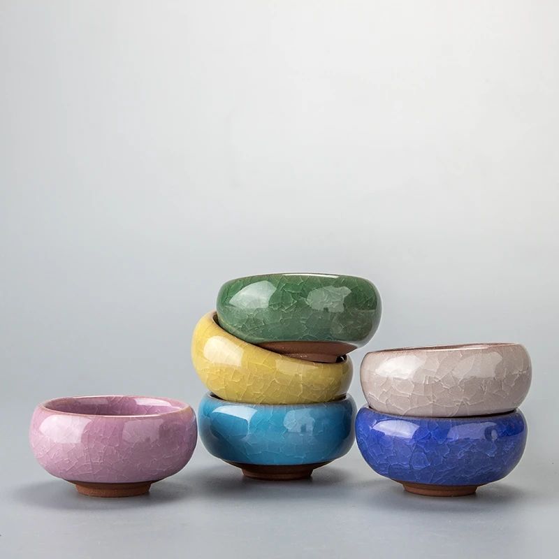 JUSEN/聚森日式七彩冰裂釉品茗杯家用功夫茶具创意主人杯大号茶杯
