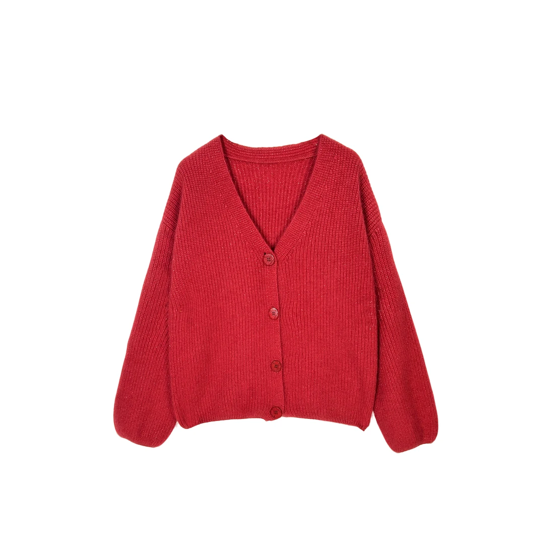 718【大牌女装】-定制款慵懒风时尚纯色百搭休闲秋冬开衫