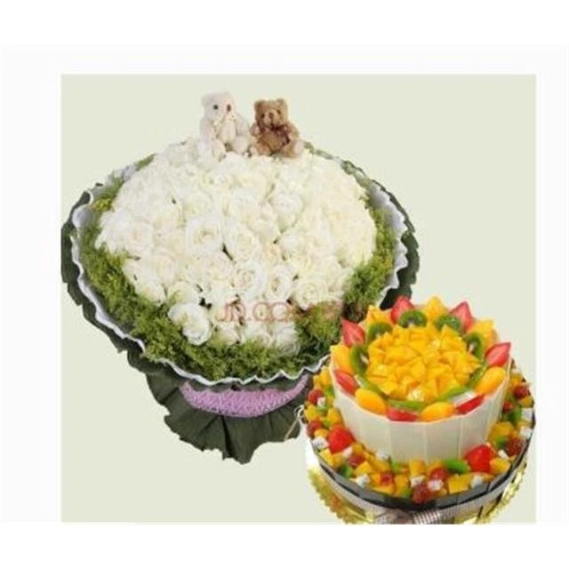 运城市盐湖区临猗县永济市河津蛋糕鲜花店配送玫瑰生日蛋糕套餐