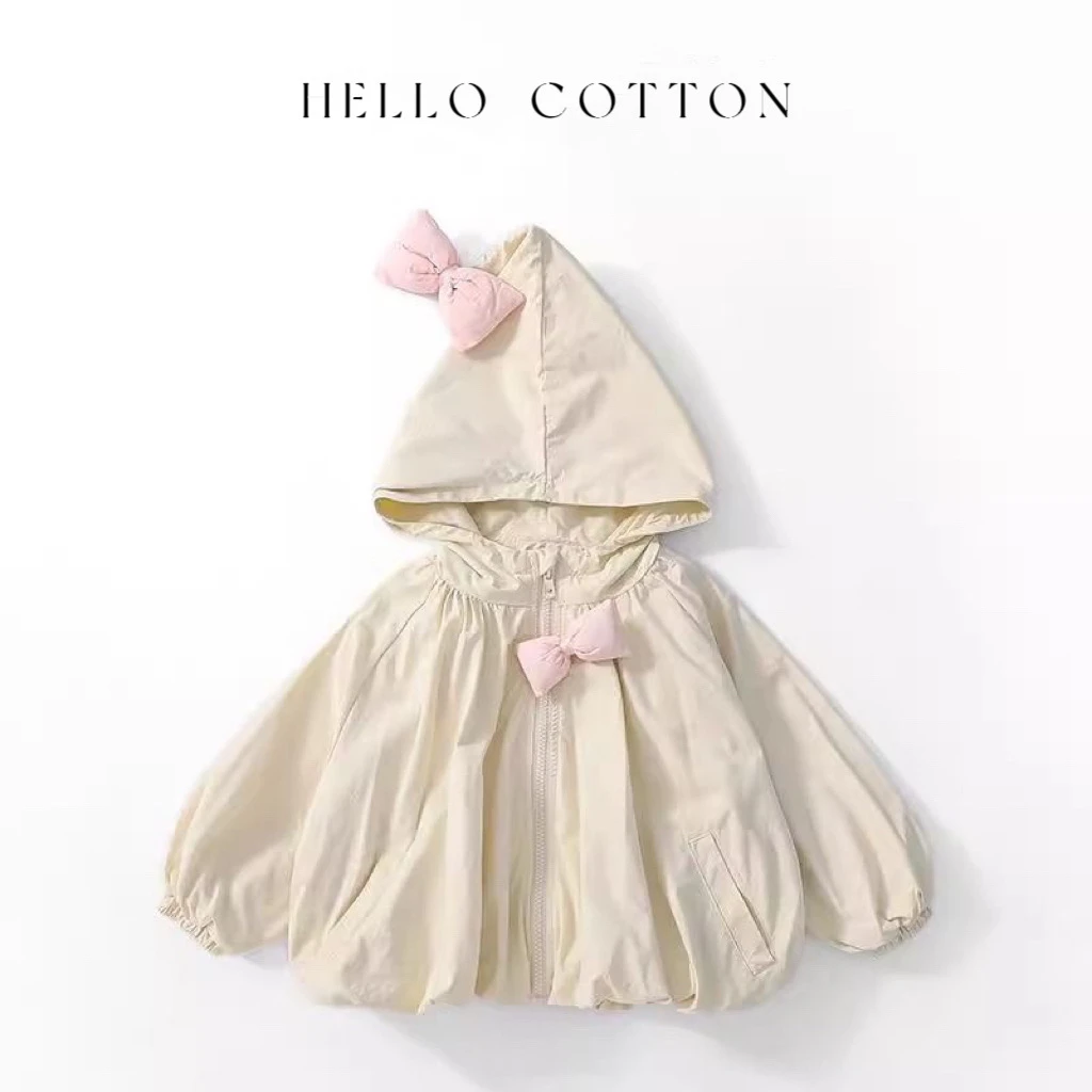 女童外套2024秋季新款立体胖胖蝴蝶结连帽款小女孩韩版南瓜式外套