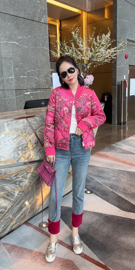 欣雨欣时尚宽松满印潮流国风休闲印花动物墨画棉夹克