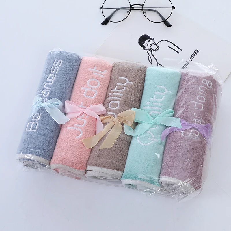 5条装加厚吸水毛巾青春派超柔软学生擦头巾男女家用洗澡干发巾