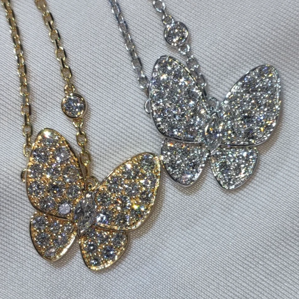 实验室培育钻石【宝丽亚】18K金约6克多蝴蝶满钻项链（多样式发其一）