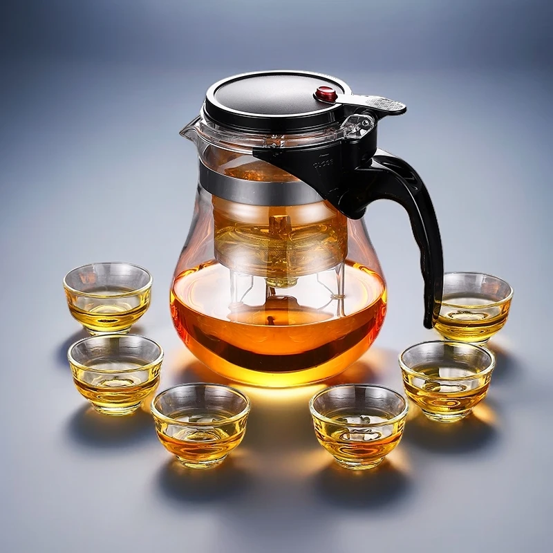 潮桑茗加厚耐热玻璃飘逸杯泡茶壶一键过滤茶水分离家用冲茶器茶具