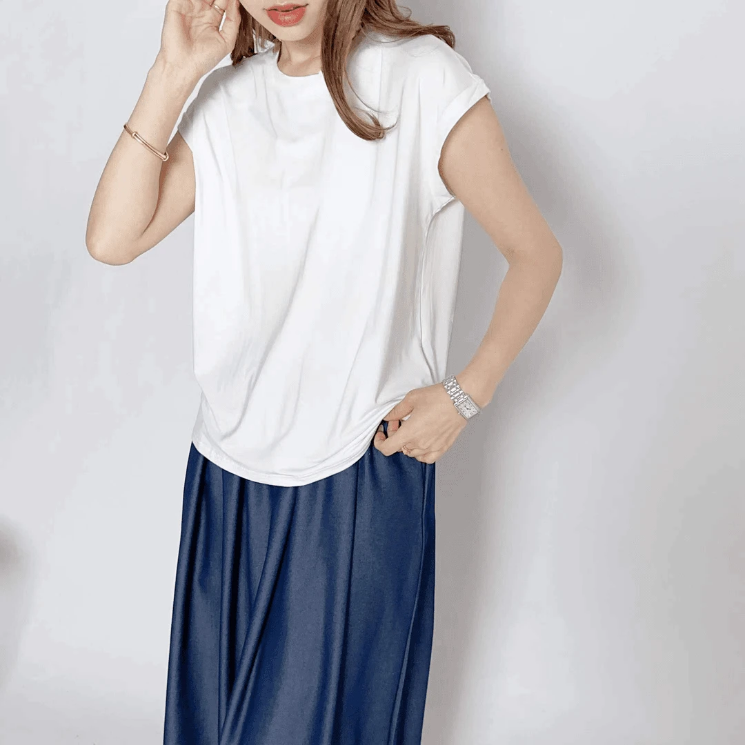 范范家【果冻T】夏季元气棉简约小飞袖T恤24240