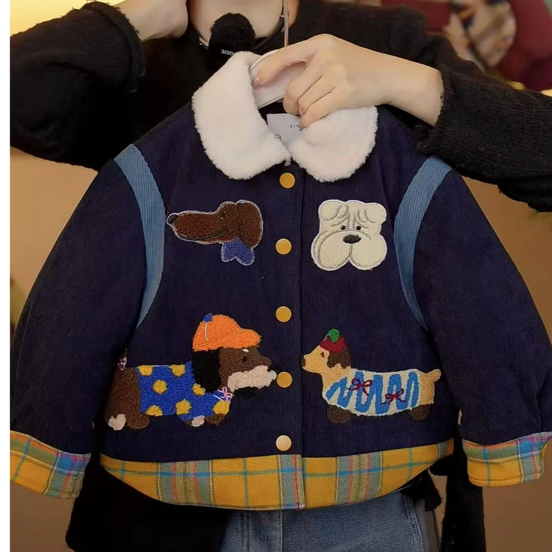 【快乐童年】幂姐原创2024冬季男女童灯芯绒卡通小狗MJD246593