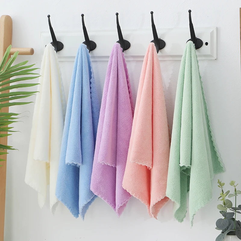 珊瑚绒加厚亲肤成人情侣纯色洗脸毛巾柔软吸水速干擦脸巾家用简约