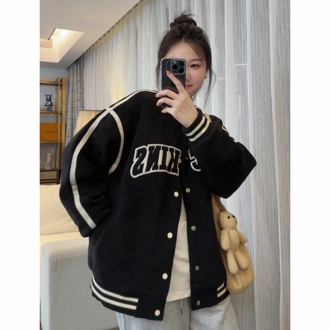 NYHEART【~秋冬款】休闲潮牌宽松加厚秋冬棒球服情侣外套男女同款