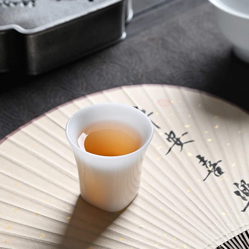 陶幽冰种小客杯主人杯手工茶杯家用品茗杯高档纯白陶瓷白瓷创意