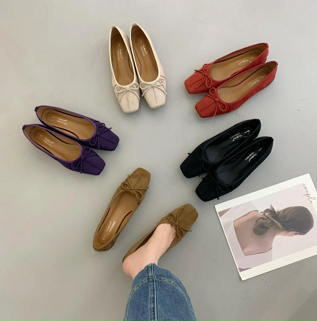 低跟法式复古方头粗跟玛丽珍小皮鞋小众设计平底单鞋女浅口奶奶鞋