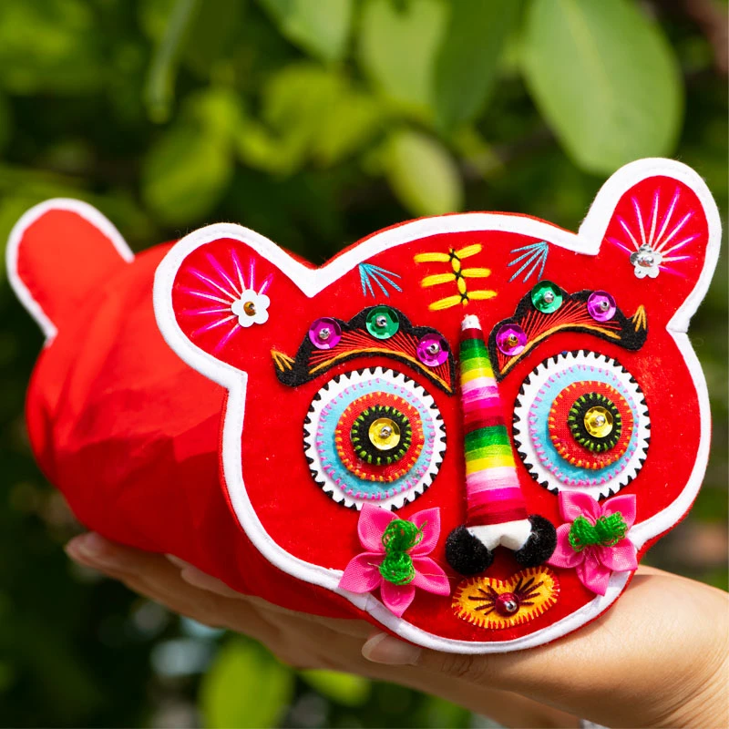 中国风手工刺绣婴儿虎头枕头虎年枕头牛头枕头网红枕头可爱定型枕