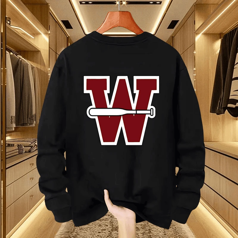 仓石一树潮流印花圆领卫衣男士加绒经典百搭宽松春秋冬季内搭上衣