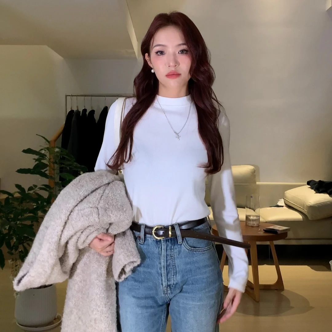 【部分现】螺纹打底衫女秋冬季洋气新款弹力软糯亲肤磨毛内搭 7215