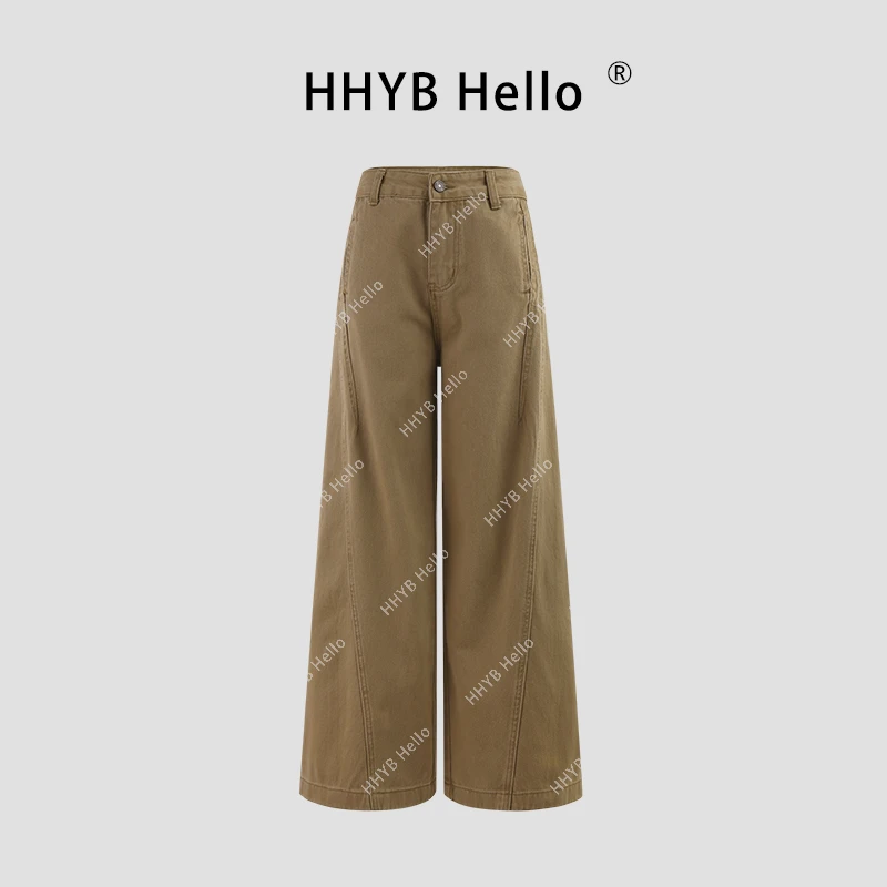 HHYB Hello多结构直筒阔腿牛仔裤秋冬休闲直筒长裤Q244306