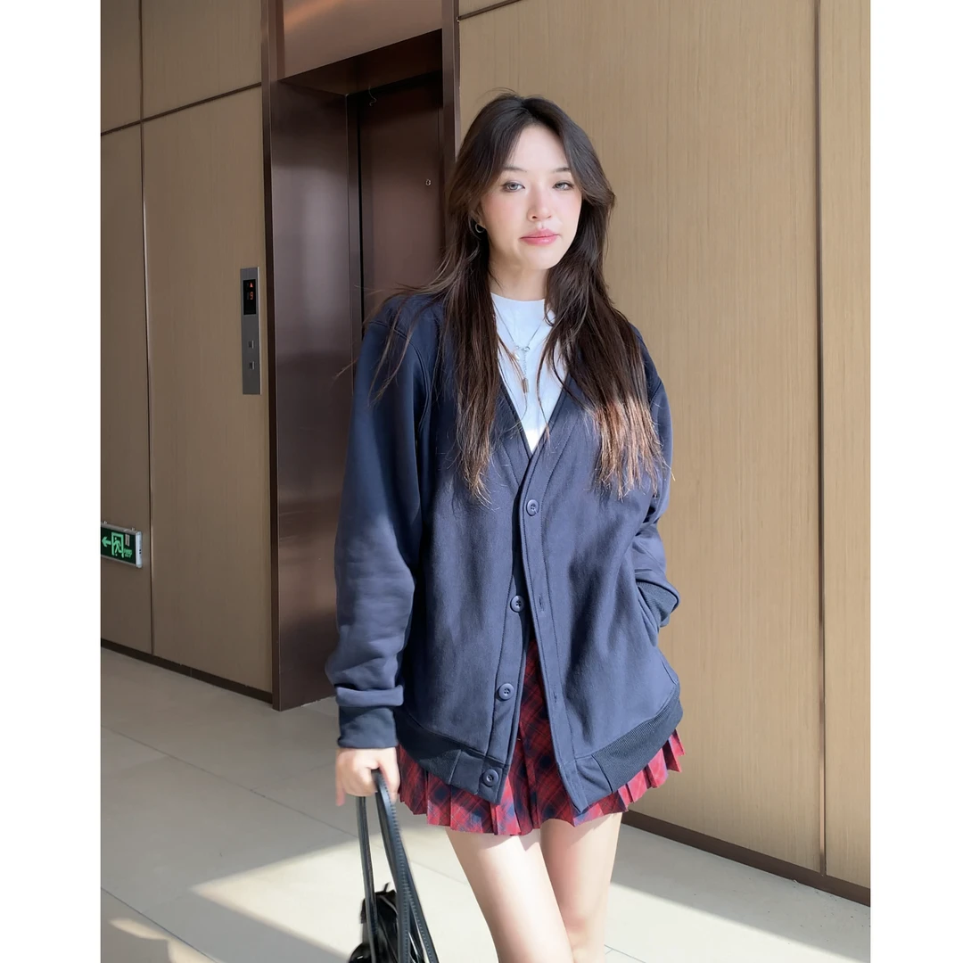 HHYB Hello【年中QC】Q566休闲宽松运动百搭卫衣开衫外套女韩版