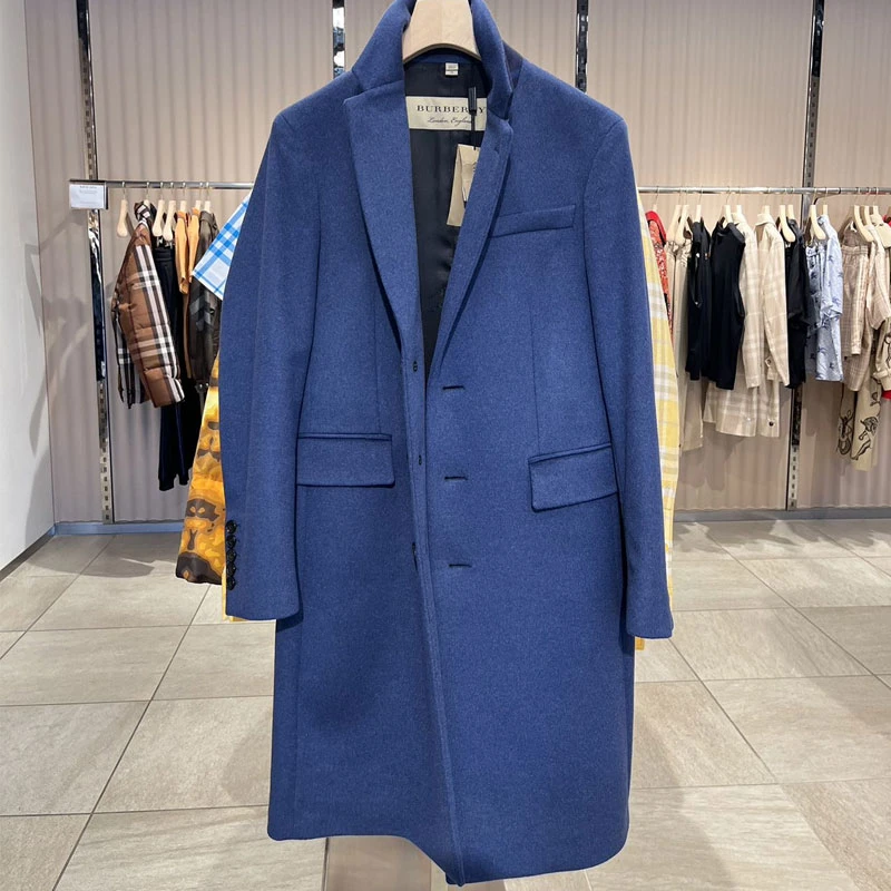 【香港发货】Burberry UK54码170-190斤 单排扣长袖大衣 男款 蓝色