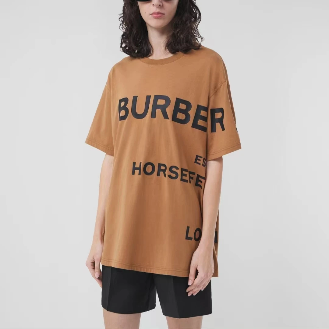 【美国发货】Burberry博柏利 L码 女款Logo字母印花圆领套头短袖T恤