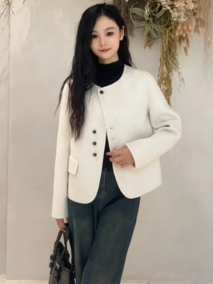 2024秋冬双面羊毛大衣 小个子显高显瘦宽松精致日常气质小短款