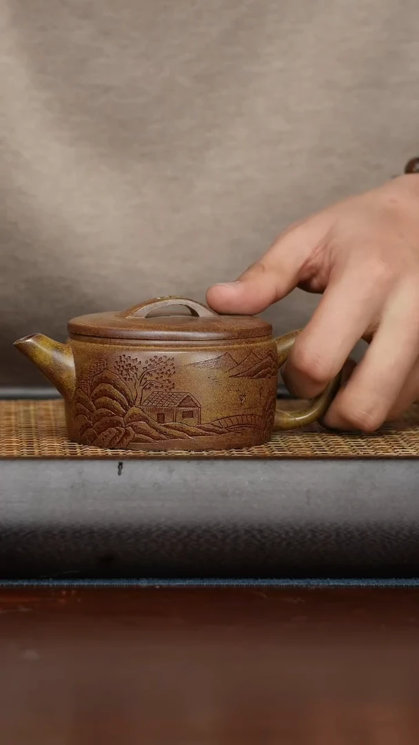 【闪购商品】紫砂茶壶柴烧观山汉瓦200cc