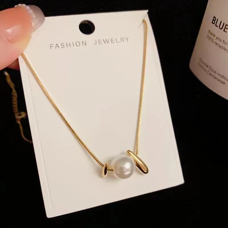 钛钢项链 气质轻奢时尚百搭法式小众简约金色珠珠项链511