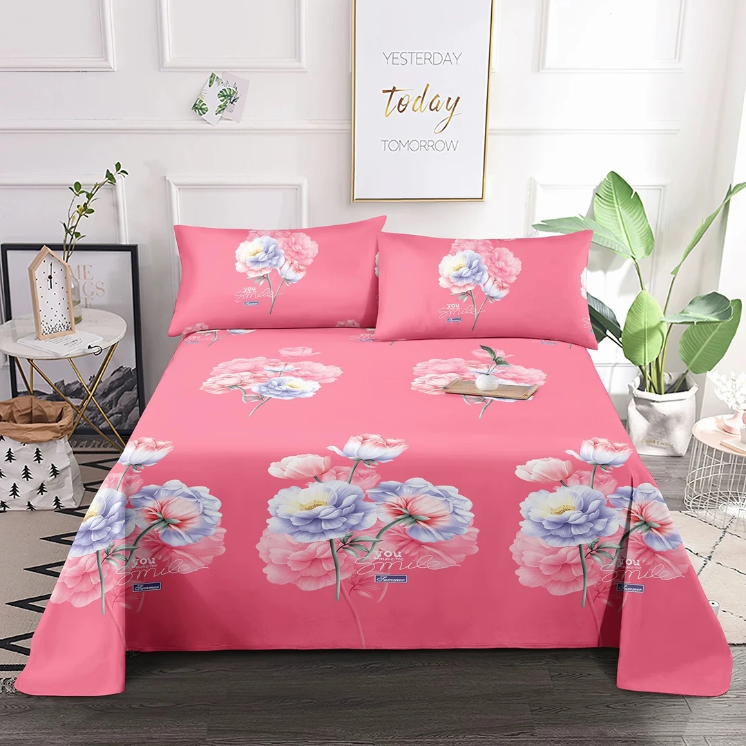 （508）纯棉双人被套2*2.3米  花怡然-粉