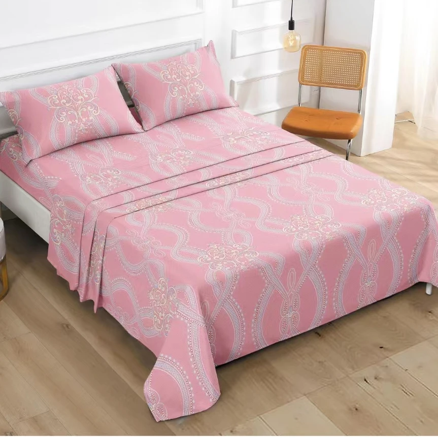 （292）纯棉粗布床单2.45*2.45米（+-5公分）   欧雅花季-粉