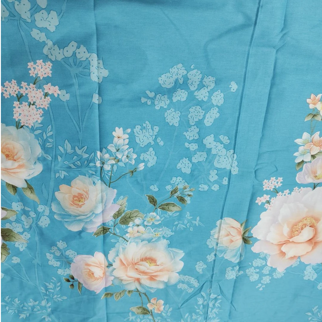 （505）纯棉单人被套1.5*2米  花香清韵-蓝