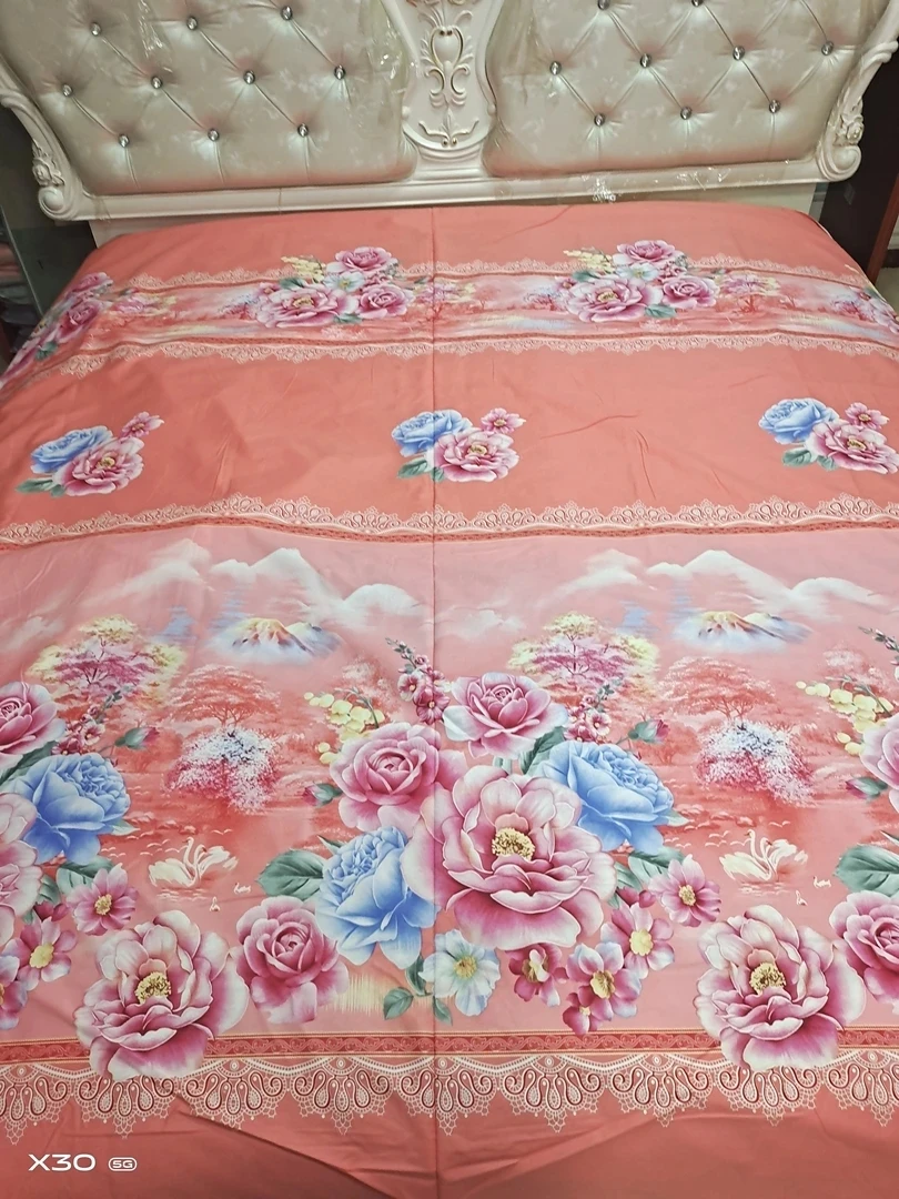 （025）纯棉床单2.45*2.4米（+-5公分）  橘色山水