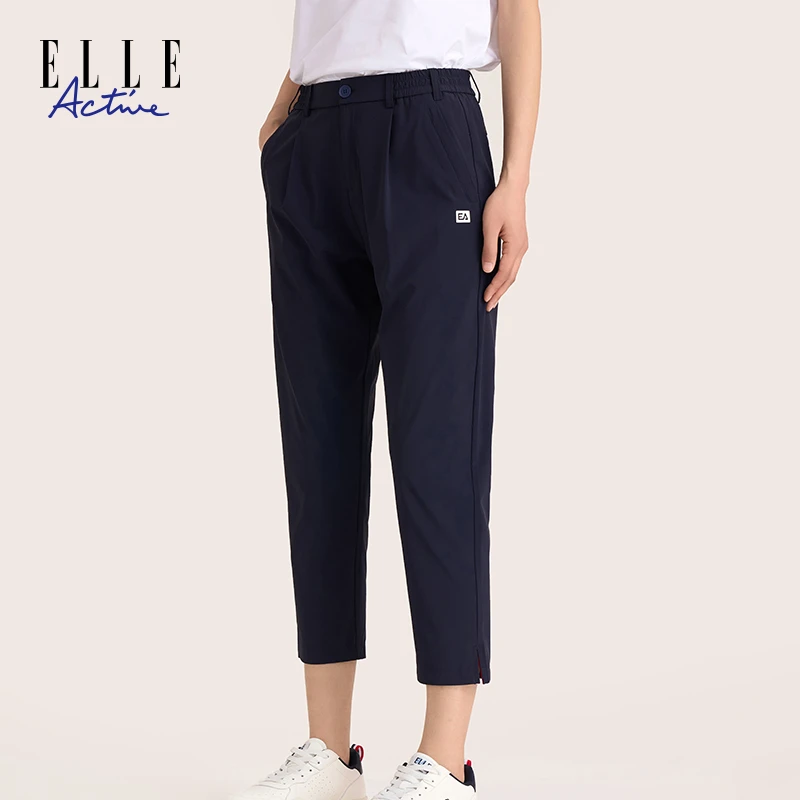 ELLE Active春夏新款通勤薄款显瘦八分裤潮流显瘦运动休闲裤女裤