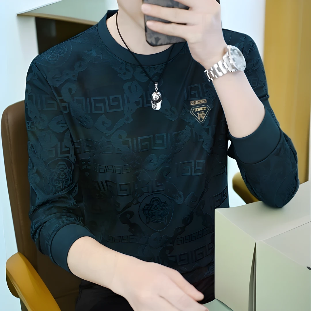 外套加绒百搭爆款宽松潮流春秋男上衣修身提花卫衣直筒新款男薄款