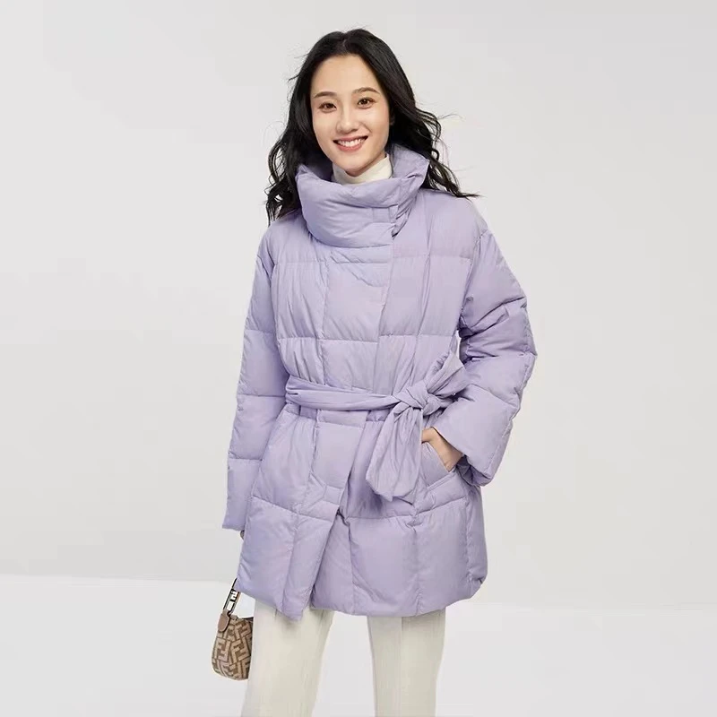 磁吸扣鹅绒时尚纯色厚款羽绒服YM23121602