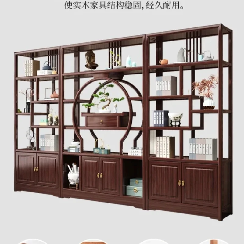 隆祥新中式实木博古架茶室多宝阁古董茶叶架置物架陈列隔断展示柜