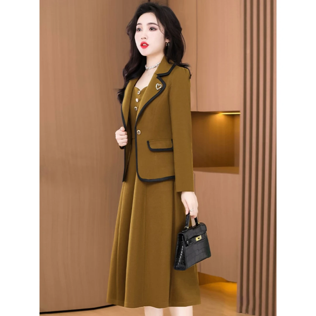 两件套装连衣裙女装秋季2023新款时尚贵夫人阔太端庄大气裙子