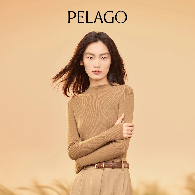 PELAGO佩拉戈羊毛衫打底毛衣圆领修身亲肤简约高端百搭秋冬针织衫