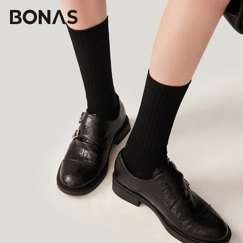 秋冬保暖羊毛堆堆袜时尚中筒袜舒适竖纹袜子女