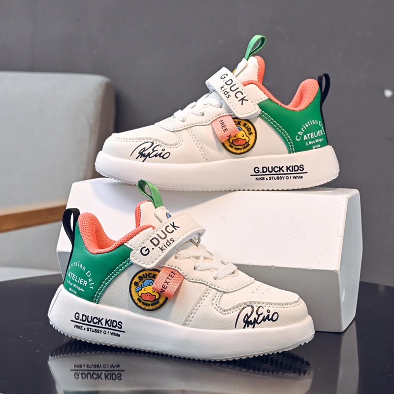 G.DUCK小黄鸭男童鞋2024春秋新款皮面休闲鞋双网单网小女孩运动鞋