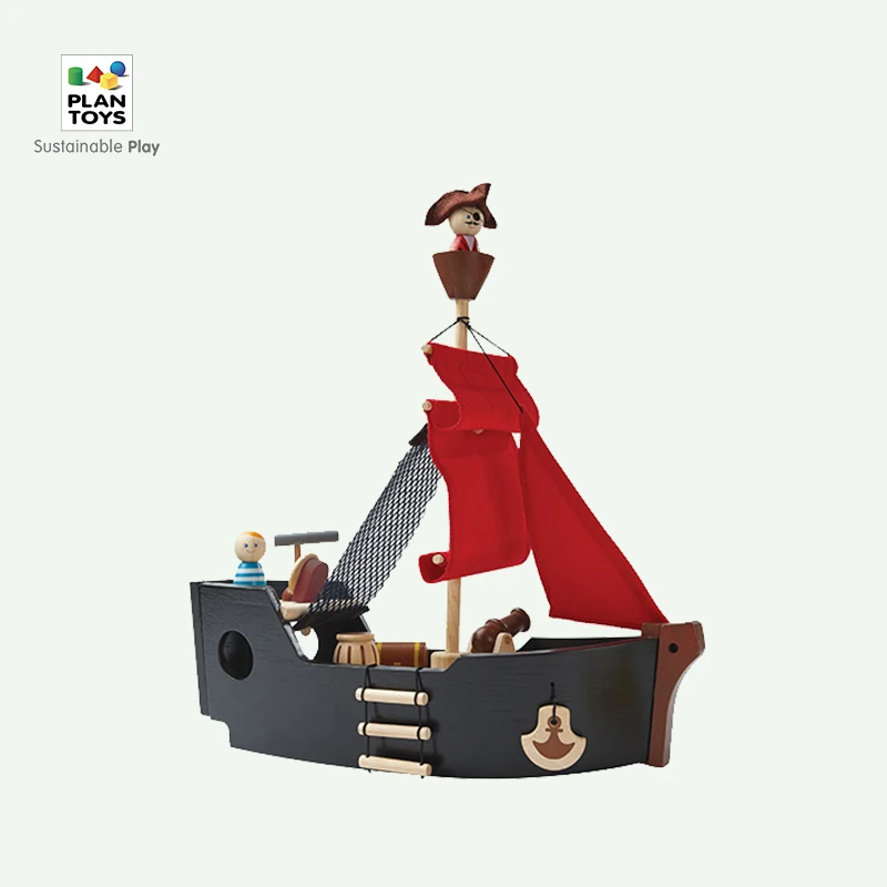 plantoys儿童木制海盗船玩具启蒙益智精致场景摆件礼物6114