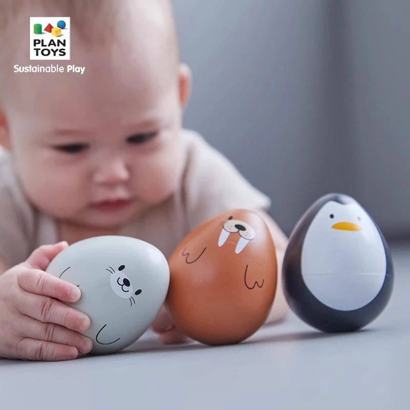 泰国plantoys木制不倒翁玩具婴儿儿童动物系列安抚安全可咬礼物