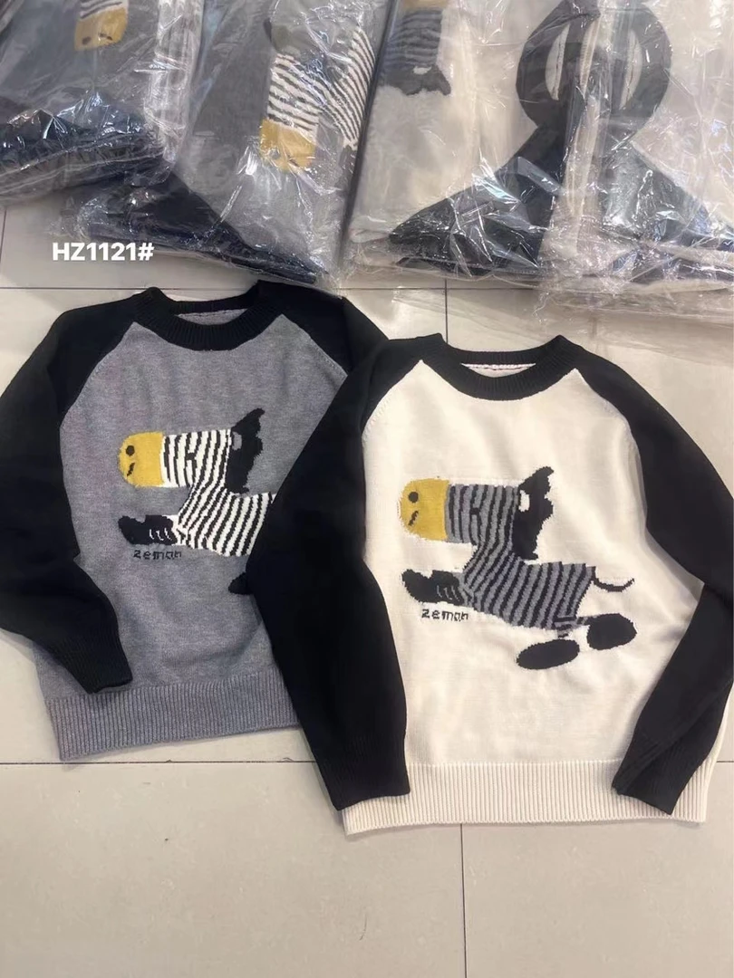 简爱女装 撞色印花针织卡通设计感卫衣 1121