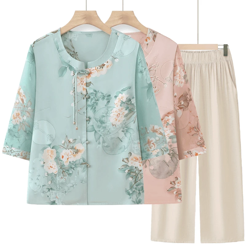 中老年人夏装衬衫女奶奶2024新款薄中国风衣服妈妈上衣老太