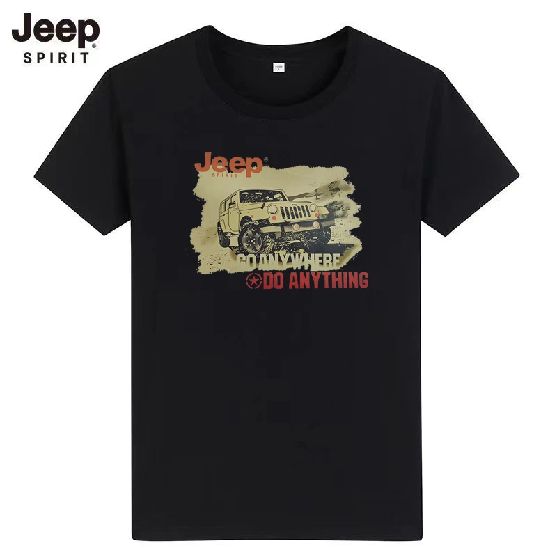 JEEP吉普全棉男士短袖t恤夏季新款宽松休闲青年时尚半袖体恤上衣