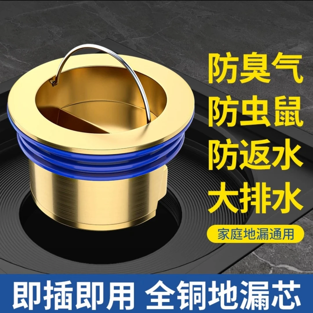 卫生间地漏防臭器下水道密封防反味神器盖内芯厕所防虫全铜芯通用