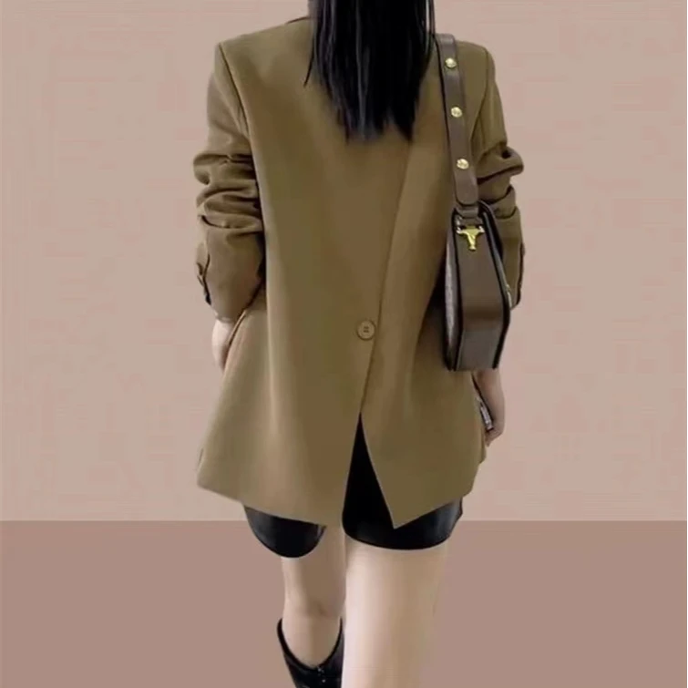 时尚气质百搭咖色小西装外套女设计感时髦洋气炸街小西装女外套