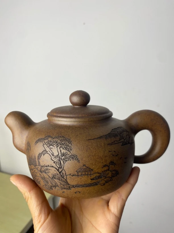 宜兴紫砂壶 龙骨金砂泥料 450cc