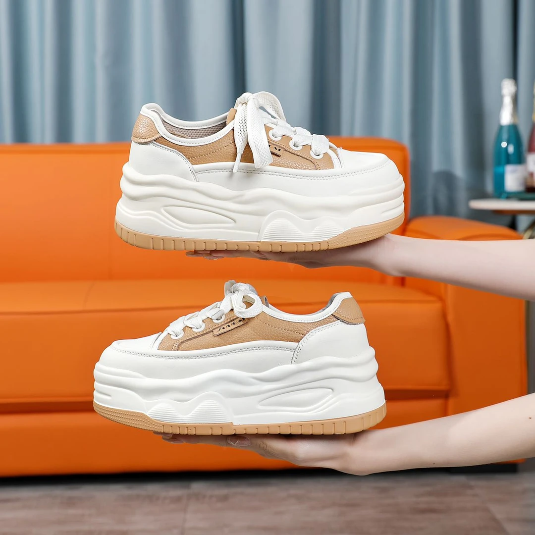 厚底休闲鞋女2024百搭低帮溶解底潮流ins系带板鞋7218