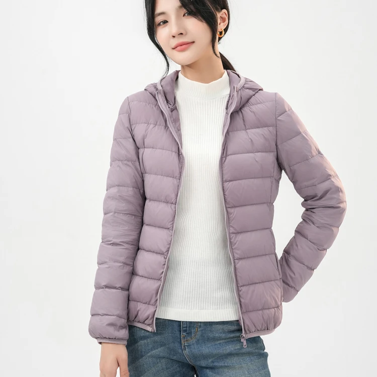 亚兰奴连帽轻薄羽绒服