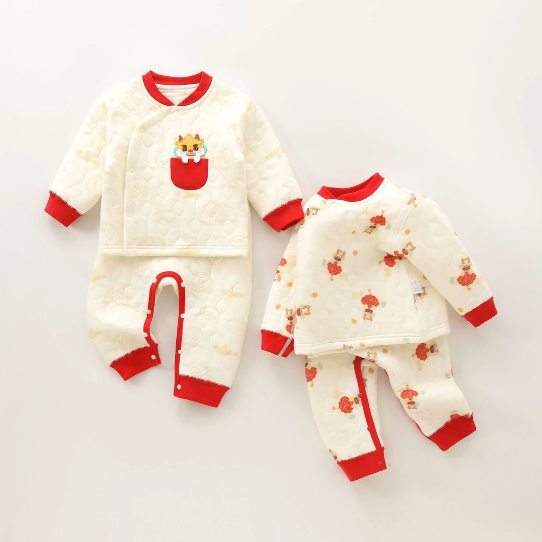 婴幼儿保暖套装夹棉冬装分体免脱宝宝1衣服秋冬两件套a类冬季新品