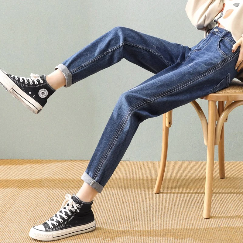 高腰牛仔裤女秋季新款百搭老爹裤宽松显瘦潮流直筒舒适ins老爹裤