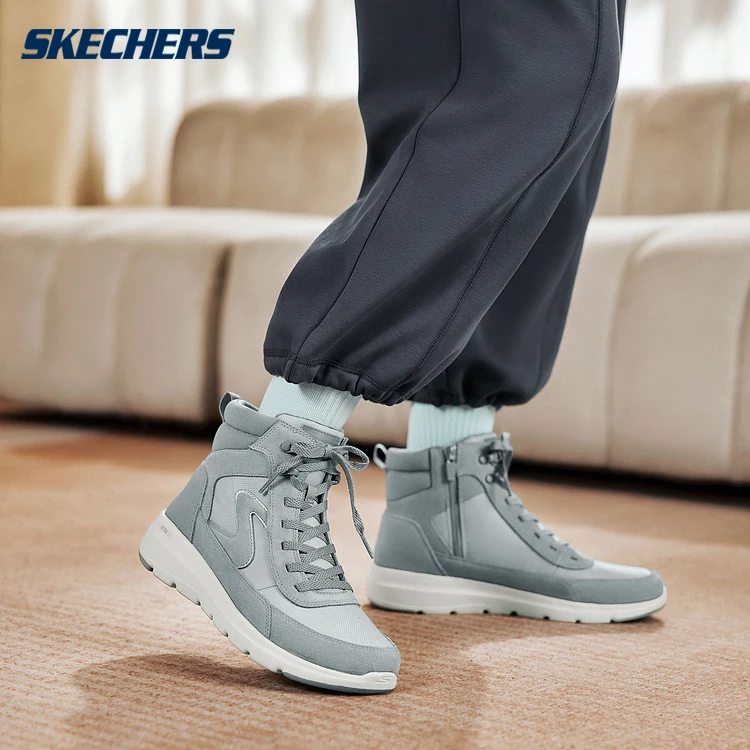 斯凯奇官方女鞋复古雪地靴中帮舒适透气记忆泡棉鞋垫冬靴144198